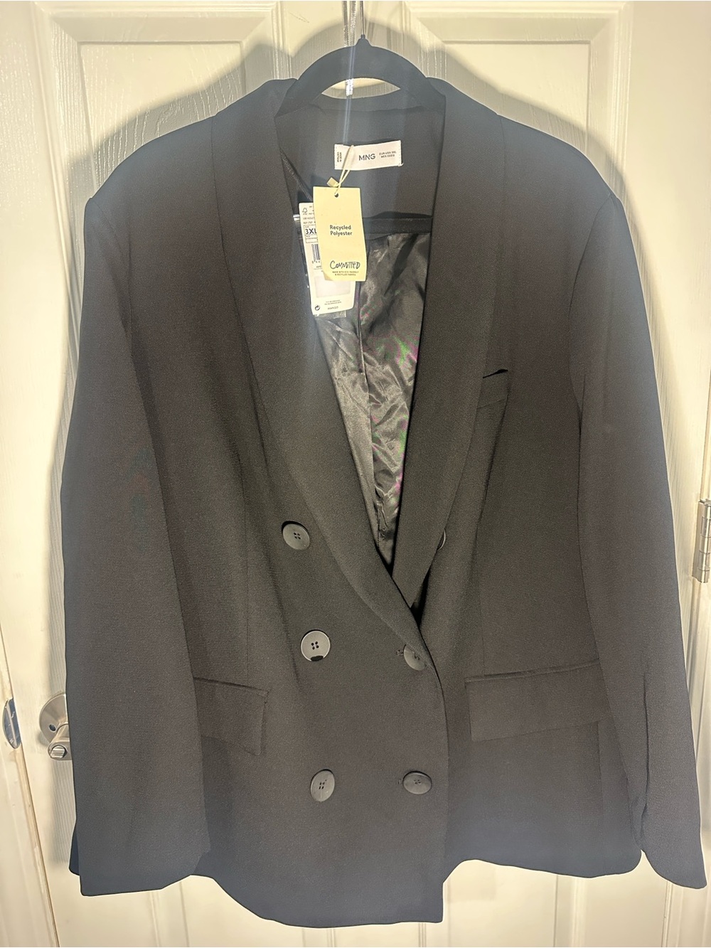 Mango Tailored Black Double-Breasted Blazer